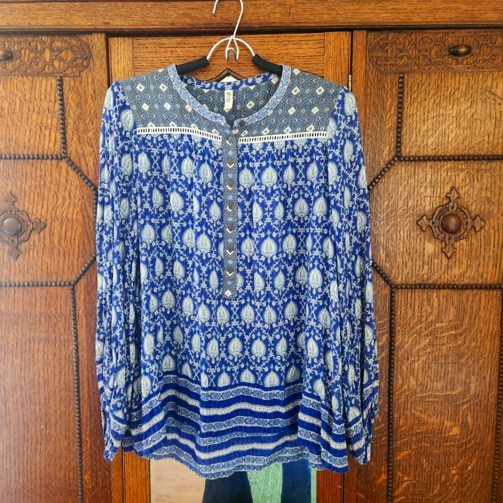 Spell Oracle blouse indigo L Exc Cond
